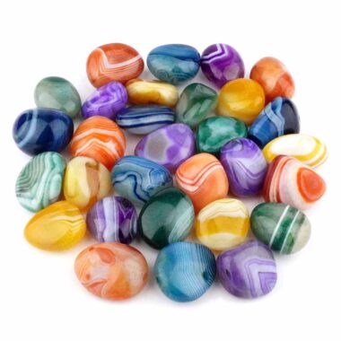 Achat | Streifenachat Mix bunte Mischung Trommelsteine 5 Farben Ø 25 – 40 mm Edelsteine Heilsteine bei Wunderstein24