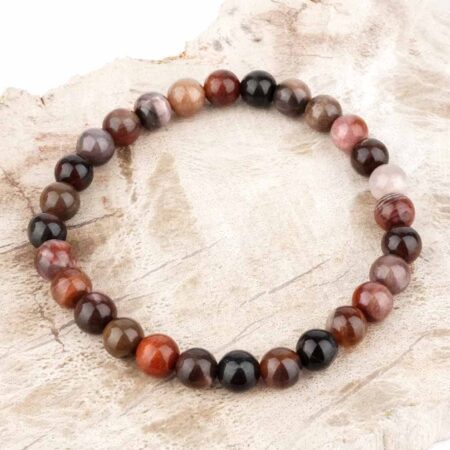 Versteinertes Holz Ø 6 mm Kugel Edelstein Armband flexibel und dehnbar Edelsteine Heilsteine bei Wunderstein24