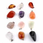 12 Stück verschiedene Edelstein – Anhänger Set im Geschenksäckchen Edelsteine Heilsteine bei Wunderstein24