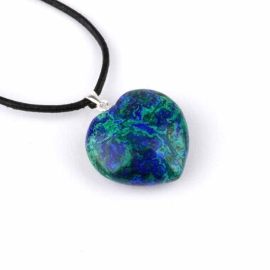 Azurit & Malachit & Chrysokoll Herz Anhänger mit 925 Sterling-Silber Öse Edelsteine Heilsteine bei Wunderstein24 Azurit & Malachit & Chrysokoll Herz Anhänger mit 925 Sterling-Silber Öse Edelsteine Heilsteine bei Wunderstein24