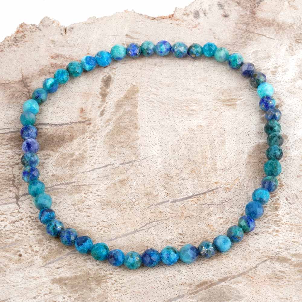 Chrysokoll & Azurit facettiertes Ø 4,3 mm Perlen Edelstein Armband flexibel und dehnbar Edelsteine Heilsteine bei Wunderstein24 Chrysokoll & Azurit facettiertes Ø 4,3 mm Perlen Edelstein Armband flexibel und dehnbar Edelsteine Heilsteine bei Wunderstein24