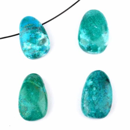 Chrysokoll Cabochon Anhänger seitlich gebohrt in wunderschöner Farbe Edelsteine Heilsteine bei Wunderstein24