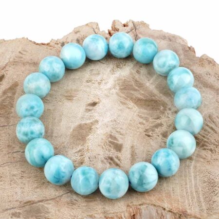 Larimar Ø 11 mm Kugel Edelstein Armband flexibel und dehnbar Edelsteine Heilsteine bei Wunderstein24
