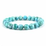 Larimar Ø 8 mm Kugel Edelstein Armband flexibel und dehnbar