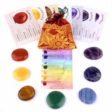7 Chakren Set Handschmeichler | Chakra Massagesteine Ø ca. 40 mm im Geschenksäckchen Edelsteine Heilsteine bei Wunderstein24