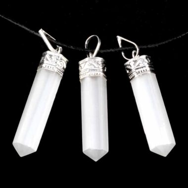 Selenit Anhänger Spitze mit silberner Kappe & Öse Edelsteine Heilsteine bei Wunderstein24 Selenit Anhänger Spitze mit silberner Kappe & Öse Edelsteine Heilsteine bei Wunderstein24