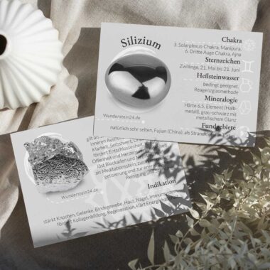 Silizium Mineralien Bestimmungskärtchen Sammelkarte Edelsteine Heilsteine bei Wunderstein24 Silizium Mineralien Bestimmungskärtchen Sammelkarte Edelsteine Heilsteine bei Wunderstein24