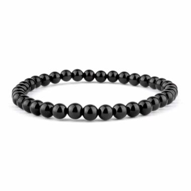 Turmalin schwarz | Schörl Ø 4,5 mm Kinder Kugel Edelstein Armband flexibel und dehnbar Edelsteine Heilsteine bei Wunderstein24