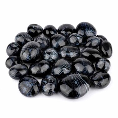 Achat Afrika schwarz Trommelsteine Ø 25 – 50 mm mit wunderschöner Maserung Edelsteine Heilsteine bei Wunderstein24
