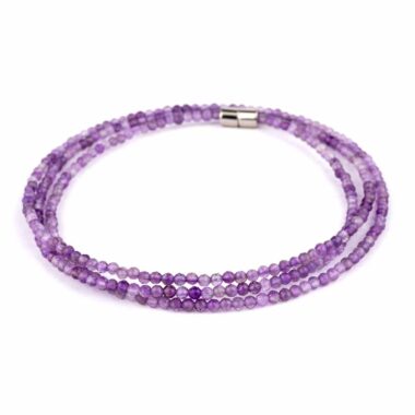 Selected Edition – Verwandelbares Amethyst Perlen Edelstein Armband & Kette facettiert mit Magnetverschluss Edelsteine Heilsteine bei Wunderstein24