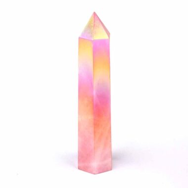 Aqua Angel Aura Rosenquarz Spitze Höhe 96 mm poliert in bester Farbe Edelsteine Heilsteine bei Wunderstein24