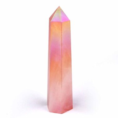 Aqua Angel Aura Rosenquarz Spitze Höhe 93 mm poliert in bester Farbe Edelsteine Heilsteine bei Wunderstein24
