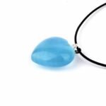 Aquamarin | Beryll Herz Anhänger Länge 26 mm mit 925 Sterling Silber Öse beste Farbe und Qualität Edelsteine Heilsteine bei Wunderstein24