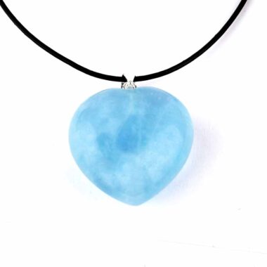 Aquamarin | Beryll Herz Anhänger Länge 29 mm mit 925 Sterling Silber Öse beste Farbe und Qualität Edelsteine Heilsteine bei Wunderstein24