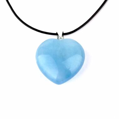 Aquamarin | Beryll Herz Anhänger Länge 27,5 mm mit 925 Sterling Silber Öse beste Farbe und Qualität Edelsteine Heilsteine bei Wunderstein24