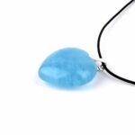 Aquamarin | Beryll Herz Anhänger Länge 29 mm mit 925 Sterling Silber Öse beste Farbe und Qualität Edelsteine Heilsteine bei Wunderstein24