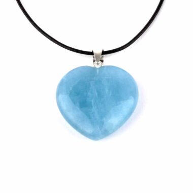 Aquamarin | Beryll Herz Anhänger Länge 29 mm mit 925 Sterling Silber Öse beste Farbe und Qualität Edelsteine Heilsteine bei Wunderstein24