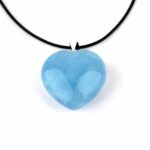 Aquamarin | Beryll Herz Anhänger Länge 28 mm mit 925 Sterling Silber Öse beste Farbe und Qualität Edelsteine Heilsteine bei Wunderstein24