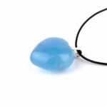 Aquamarin | Beryll Herz Anhänger Länge 28 mm mit 925 Sterling Silber Öse beste Farbe und Qualität Edelsteine Heilsteine bei Wunderstein24