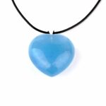 Aquamarin | Beryll Herz Anhänger Länge 28 mm mit 925 Sterling Silber Öse beste Farbe und Qualität Edelsteine Heilsteine bei Wunderstein24