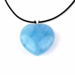 Aquamarin | Beryll Herz Anhänger Länge 28 mm mit 925 Sterling Silber Öse beste Farbe und Qualität Edelsteine Heilsteine bei Wunderstein24