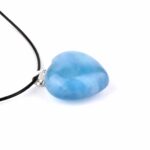 Aquamarin | Beryll Herz Anhänger Länge 28 mm mit 925 Sterling Silber Öse beste Farbe und Qualität Edelsteine Heilsteine bei Wunderstein24