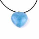Aquamarin | Beryll Herz Anhänger Länge 30 mm mit 925 Sterling Silber Öse beste Farbe und Qualität Edelsteine Heilsteine bei Wunderstein24