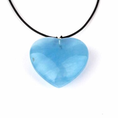 großer Aquamarin | Beryll Herz Anhänger Länge 32 mm mit 925 Sterling Silber Öse beste Farbe und Qualität Edelsteine Heilsteine bei Wunderstein24