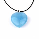 großer Aquamarin | Beryll Herz Anhänger Länge 31 mm mit 925 Sterling Silber Öse beste Farbe und Qualität Edelsteine Heilsteine bei Wunderstein24