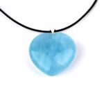 Aquamarin | Beryll Herz Anhänger Länge 29 mm mit 925 Sterling Silber Öse beste Farbe und Qualität Edelsteine Heilsteine bei Wunderstein24