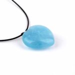 großer Aquamarin | Beryll Herz Anhänger Länge 31 mm mit 925 Sterling Silber Öse beste Farbe und Qualität Edelsteine Heilsteine bei Wunderstein24