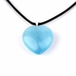 großer Aquamarin | Beryll Herz Anhänger Länge 34 mm mit 925 Sterling Silber Öse beste Farbe und Qualität Edelsteine Heilsteine bei Wunderstein24