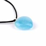 Aquamarin | Beryll Herz Anhänger Länge 29 mm mit 925 Sterling Silber Öse beste Farbe und Qualität Edelsteine Heilsteine bei Wunderstein24