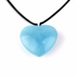 Aquamarin | Beryll Herz Anhänger Länge 29 mm mit 925 Sterling Silber Öse beste Farbe und Qualität Edelsteine Heilsteine bei Wunderstein24