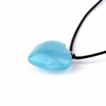 großer Aquamarin | Beryll Herz Anhänger Länge 34 mm mit 925 Sterling Silber Öse beste Farbe und Qualität Edelsteine Heilsteine bei Wunderstein24