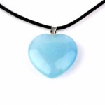 großer Aquamarin | Beryll Herz Anhänger Länge 34 mm mit 925 Sterling Silber Öse beste Farbe und Qualität Edelsteine Heilsteine bei Wunderstein24