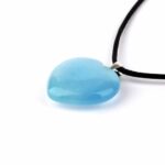 Aquamarin | Beryll Herz Anhänger Länge 29 mm mit 925 Sterling Silber Öse beste Farbe und Qualität Edelsteine Heilsteine bei Wunderstein24