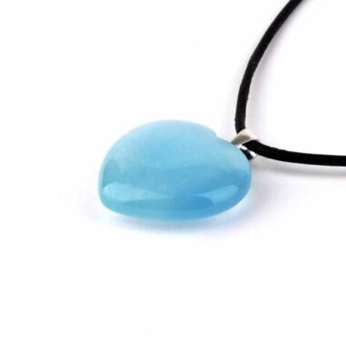 Aquamarin | Beryll Herz Anhänger Länge 29 mm mit 925 Sterling Silber Öse beste Farbe und Qualität Edelsteine Heilsteine bei Wunderstein24