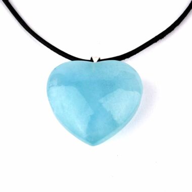 großer Aquamarin | Beryll Herz Anhänger Länge 34 mm mit 925 Sterling Silber Öse beste Farbe und Qualität Edelsteine Heilsteine bei Wunderstein24