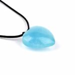 großer Aquamarin | Beryll Herz Anhänger Länge 34 mm mit 925 Sterling Silber Öse beste Farbe und Qualität Edelsteine Heilsteine bei Wunderstein24