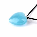 großer Aquamarin | Beryll Herz Anhänger Länge 33 mm mit 925 Sterling Silber Öse beste Farbe und Qualität Edelsteine Heilsteine bei Wunderstein24