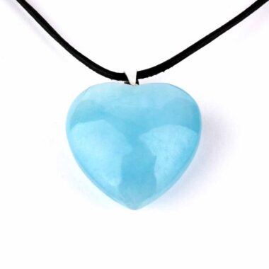 großer Aquamarin | Beryll Herz Anhänger Länge 33 mm mit 925 Sterling Silber Öse beste Farbe und Qualität Edelsteine Heilsteine bei Wunderstein24