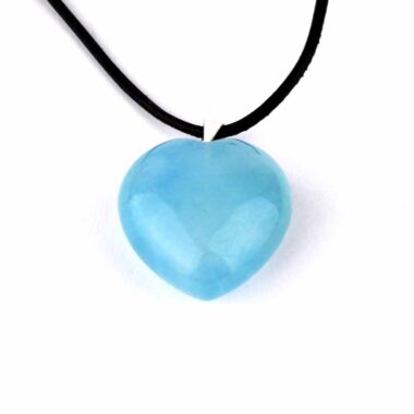 Aquamarin | Beryll Herz Anhänger Länge 29 mm mit 925 Sterling Silber Öse beste Farbe und Qualität Edelsteine Heilsteine bei Wunderstein24