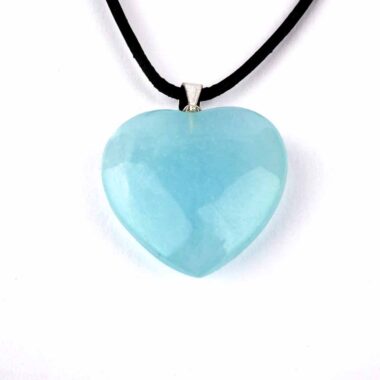 großer Aquamarin | Beryll Herz Anhänger Länge 31 mm mit 925 Sterling Silber Öse beste Farbe und Qualität Edelsteine Heilsteine bei Wunderstein24