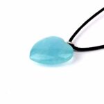 großer Aquamarin | Beryll Herz Anhänger Länge 31 mm mit 925 Sterling Silber Öse beste Farbe und Qualität Edelsteine Heilsteine bei Wunderstein24