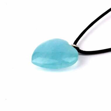 großer Aquamarin | Beryll Herz Anhänger Länge 31 mm mit 925 Sterling Silber Öse beste Farbe und Qualität Edelsteine Heilsteine bei Wunderstein24