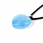 Aquamarin | Beryll Herz Anhänger Länge 30 mm mit 925 Sterling Silber Öse beste Farbe und Qualität Edelsteine Heilsteine bei Wunderstein24