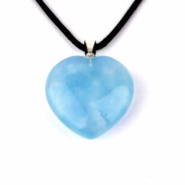 Aquamarin | Beryll Herz Anhänger Länge 30 mm mit 925 Sterling Silber Öse beste Farbe und Qualität Edelsteine Heilsteine bei Wunderstein24