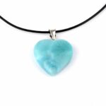 Larimar Cabochon Anhänger Länge 29 mm mit 925 Sterling-Silberöse in bester Qualität und Farbe Edelsteine Heilsteine bei Wunderstein24