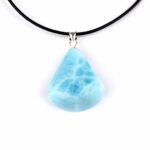 Larimar Cabochon Anhänger Länge 29 mm mit 925 Sterling-Silberöse in bester Qualität und Farbe Edelsteine Heilsteine bei Wunderstein24